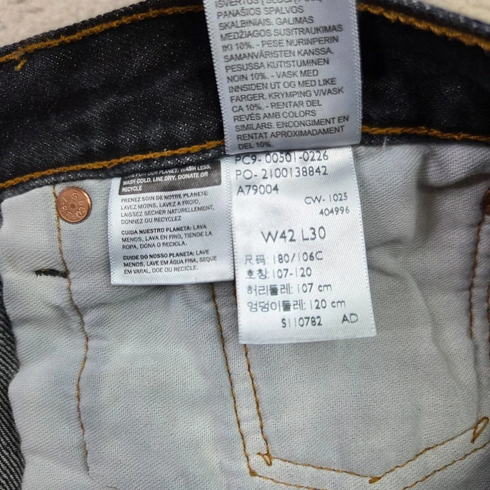 Levi's 501 Original Fit Jeans Mens 42x30 Black Denim Straight Leg 100% Cotton